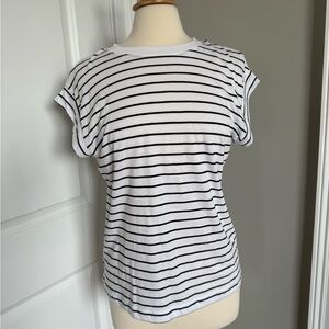 A New Day White and Blue Fitted Short Sleeve Tee